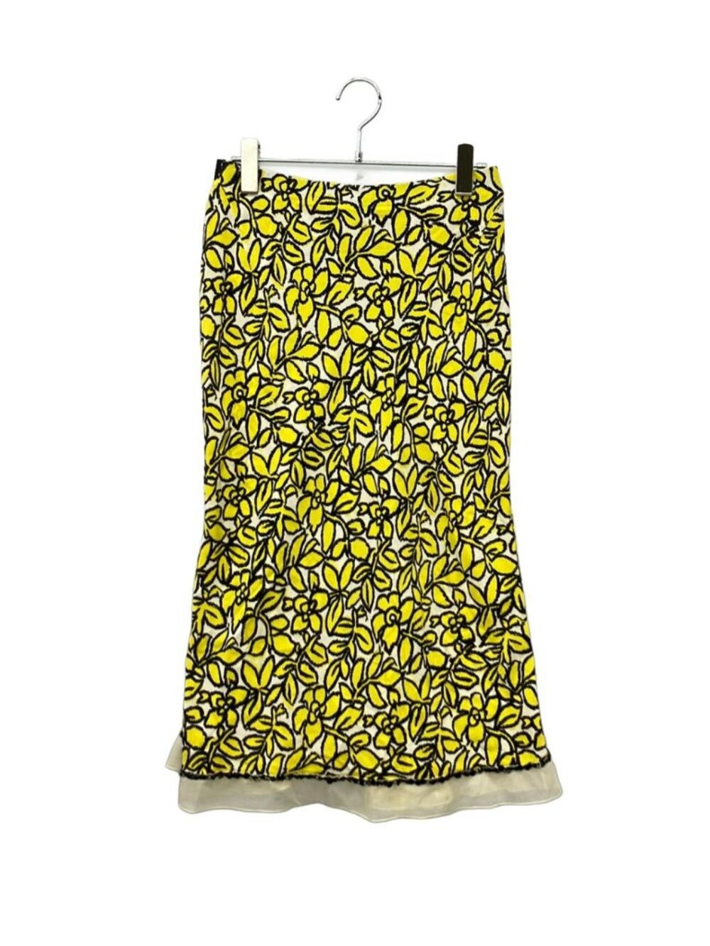 Louis Vuitton Flower Print Long Skirt Silk 100% 38